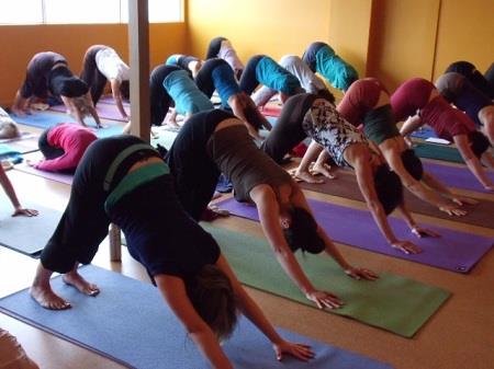 Evening yoga Class in training